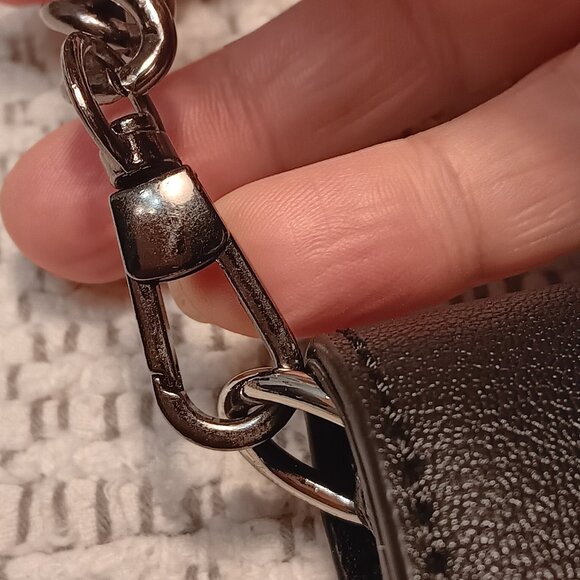 Nine West black faux leather wristlet & chain convertible straps handbag purse - Picture 11 of 15